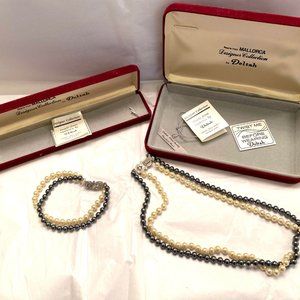Vintage Simulated Pearl Necklace and Bracelet